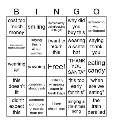 CHRISTMAS Bingo Card