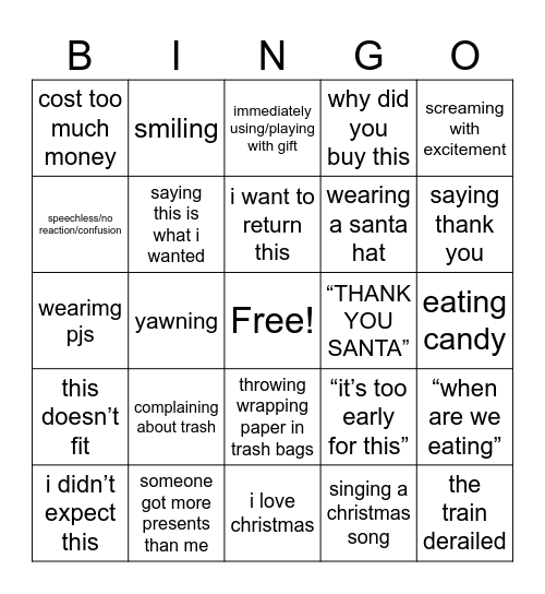 CHRISTMAS Bingo Card