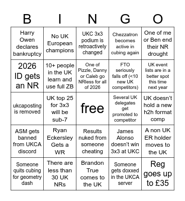 Sean’s 2026 Bingo Card