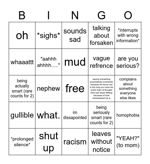 shawn bingo Card