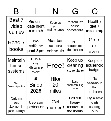 Lexi and Zach 2026 Bingo Card