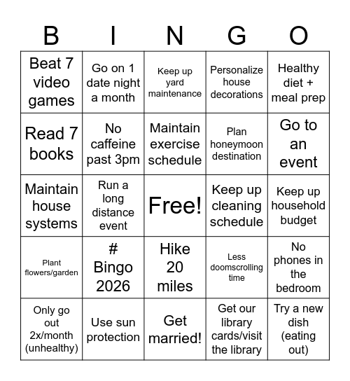 Lexi and Zach 2026 Bingo Card