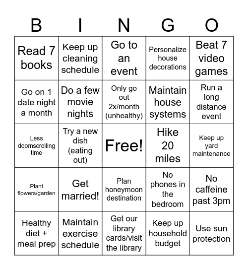 Lexi and Zach 2026 Bingo Card