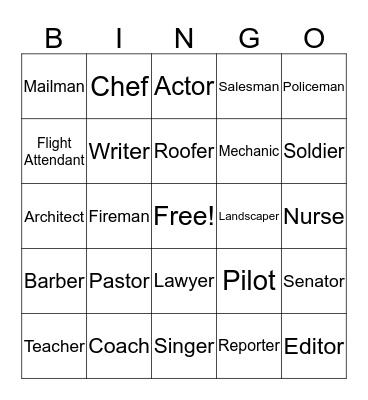 Employment Bingo Card