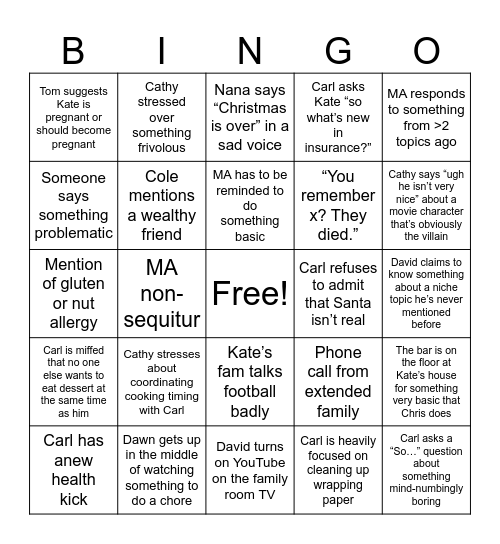 Paschal Christmas 2025 Bingo Card