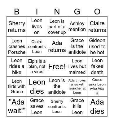 Leshley friends RE9 Bingo Card