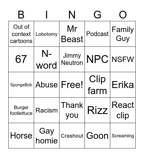 Random Compilations Bingo Card