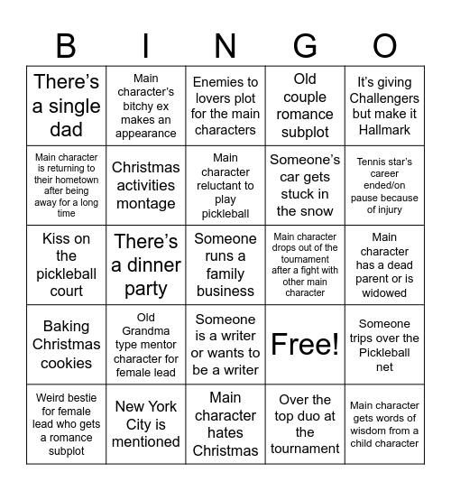 Pickleball Christmas Bingo Card