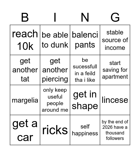 2026 bingo card Bingo Card
