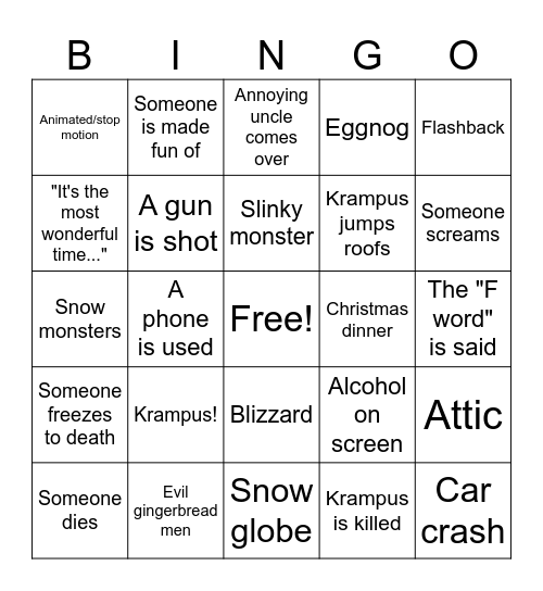 Krampus Bingo Card
