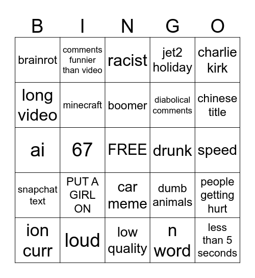 Instagram Reels Bingo Card