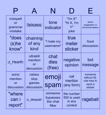 (2025) Pressure Community #general Bingo Card