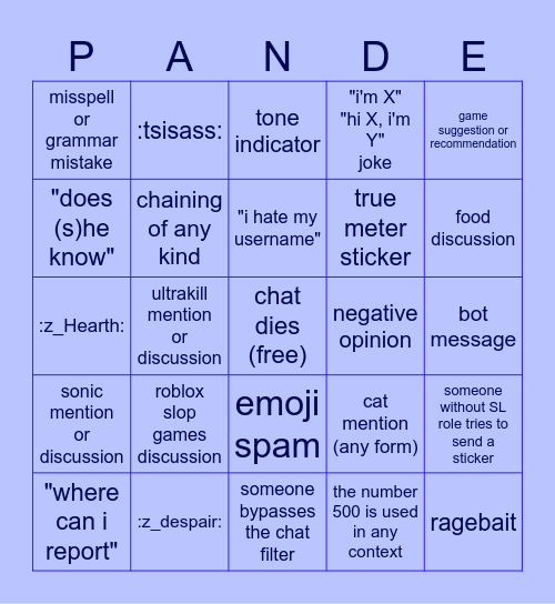 (2025) Pressure Community #general Bingo Card