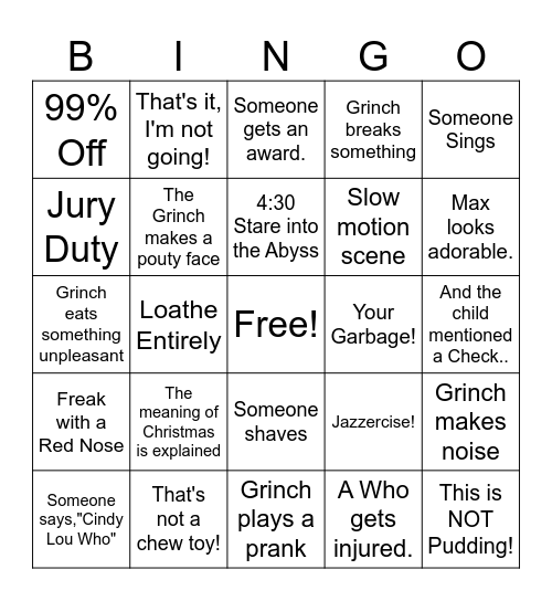 The..the..the GRINCH! Bingo Card