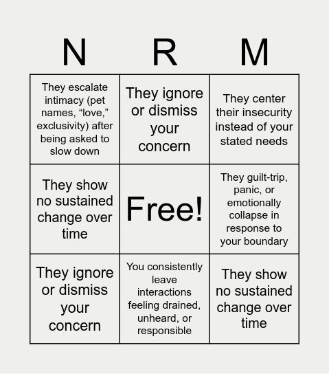 Concerning Bingo Card