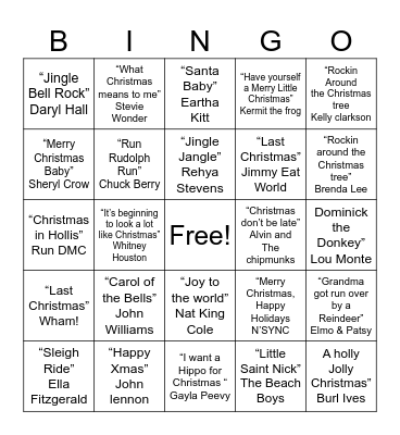 Christmas Music Bingo R#2 Bingo Card