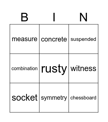 Vocabulary Bingo Card