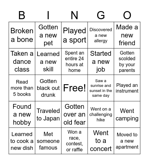 Find Someone Who Has Done This In 2025! Bingo Card