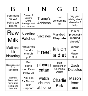 Miller Christmas Weekend Bingo Card