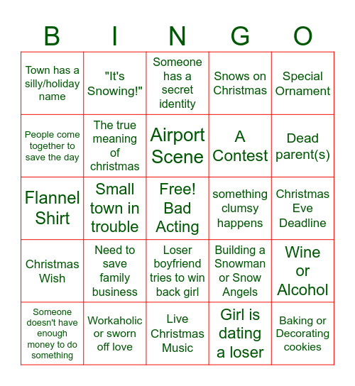 Hallmark Movie Bingo Card