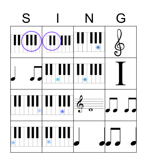 Winter Music Bingo Card