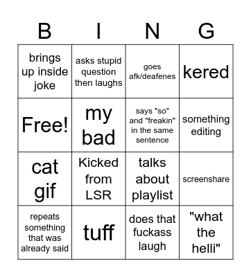 Snail Bingo Card