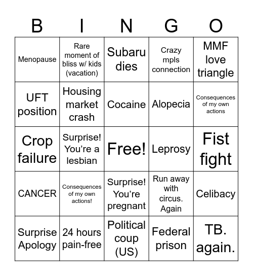 2026 Bingo Card Bingo Card