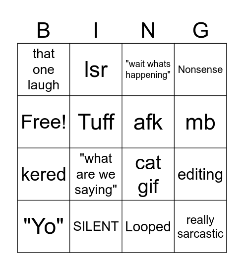 Snail Bingo Card