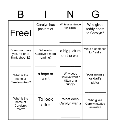 Reading Review pg. 50 & pg. 52 Bingo Card
