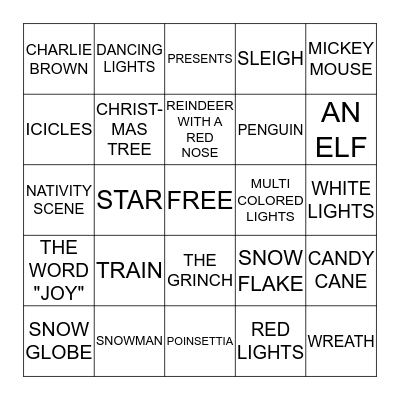 CHRISTMAS LIGHTS BINGO Card