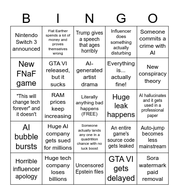 2026 Bingo Card