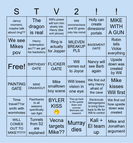 ST Vol 2 😛😧 Bingo Card