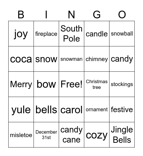 Christmas Bingo Card