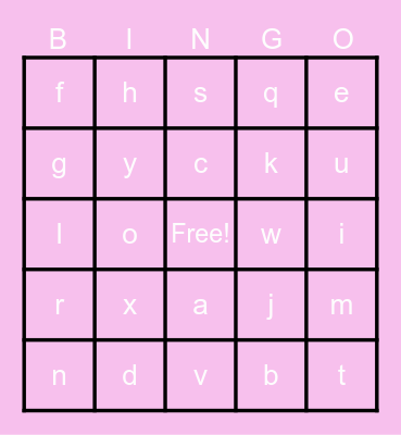 English Alphabet Bingo Card