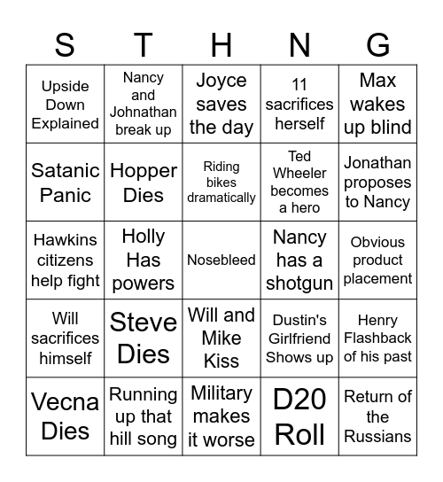 STRANGER THINGS: S5 Bingo Card