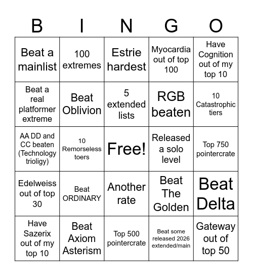 GD 2026 bingo Card