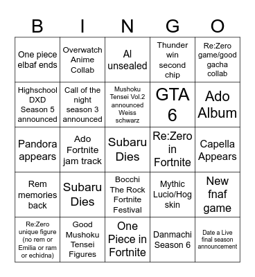 2026 Bingo Card