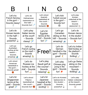 B9 L15 Let’s play Italian volleyball at the beach! – Sounds great! 🏐 Bingo Card