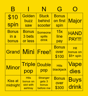 Winstar NYE Bingo Card