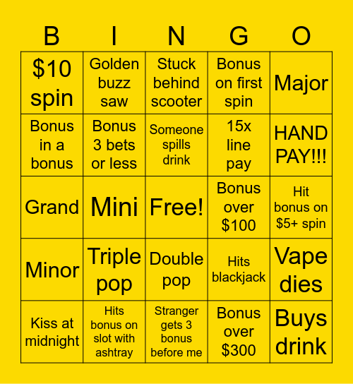 Winstar NYE Bingo Card