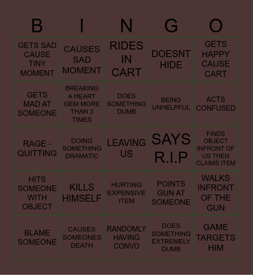 EVIL SKELETON REPO Bingo Card