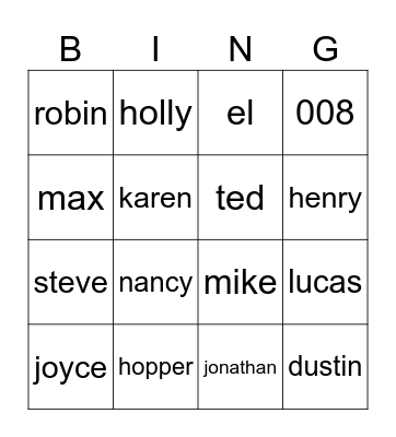 stranger things finale deathss Bingo Card