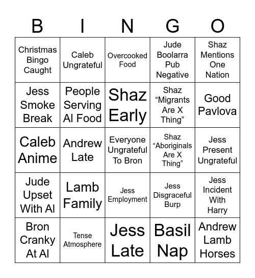Christmas Bingo Card