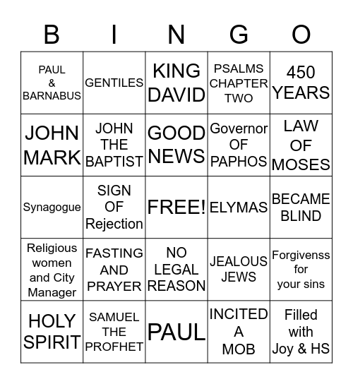 MONDAY NIIGHT BIBLE STUDY...ACTS ADVENTURE-13 Bingo Card