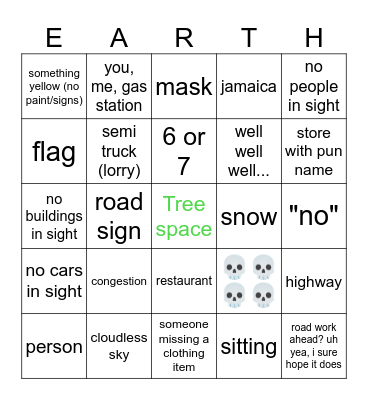 uhh google earth bingo (very us centric) Bingo Card
