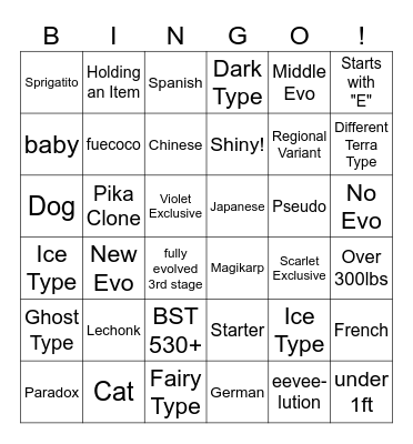 Suprise trade Bingo Card