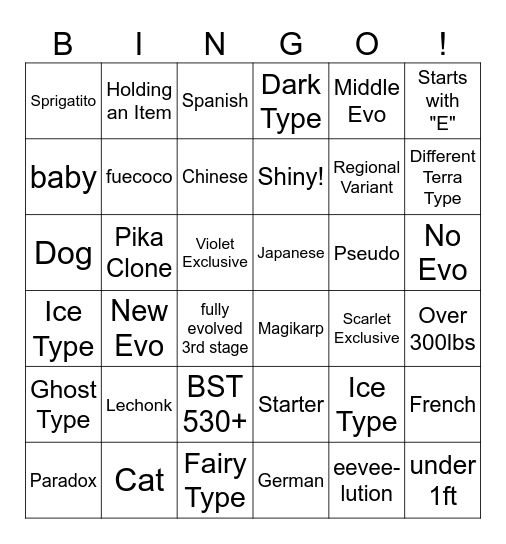 Suprise trade Bingo Card