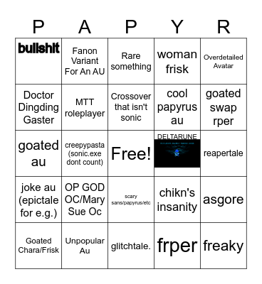 UNDERTALE: CROSSING TIMELINES BINGO Card