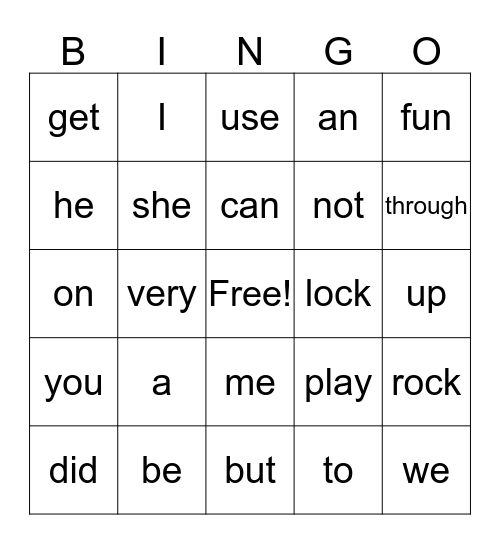 Billy's Word Wall Bingo Card