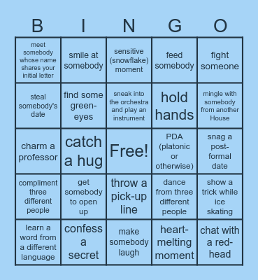 Winter Formal Bingo Card